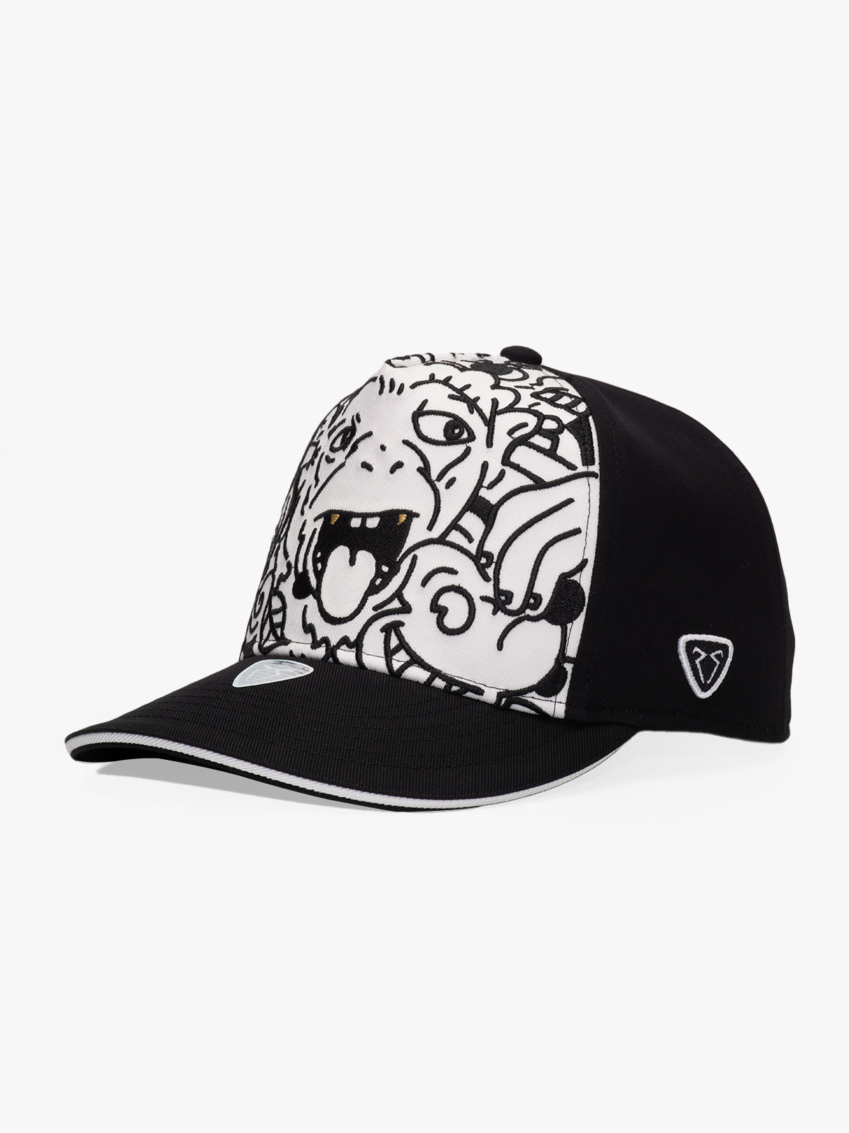 Baseball Cap - Curved Visor - Art Collection - Doodle Monkey - Black - White