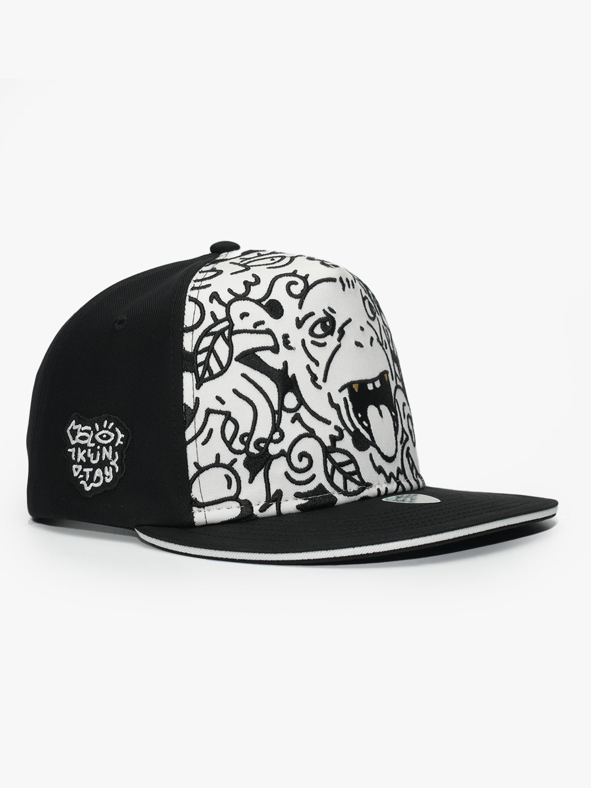 Snapback Cap - Art Collection - Doodle Monkey - Black/White