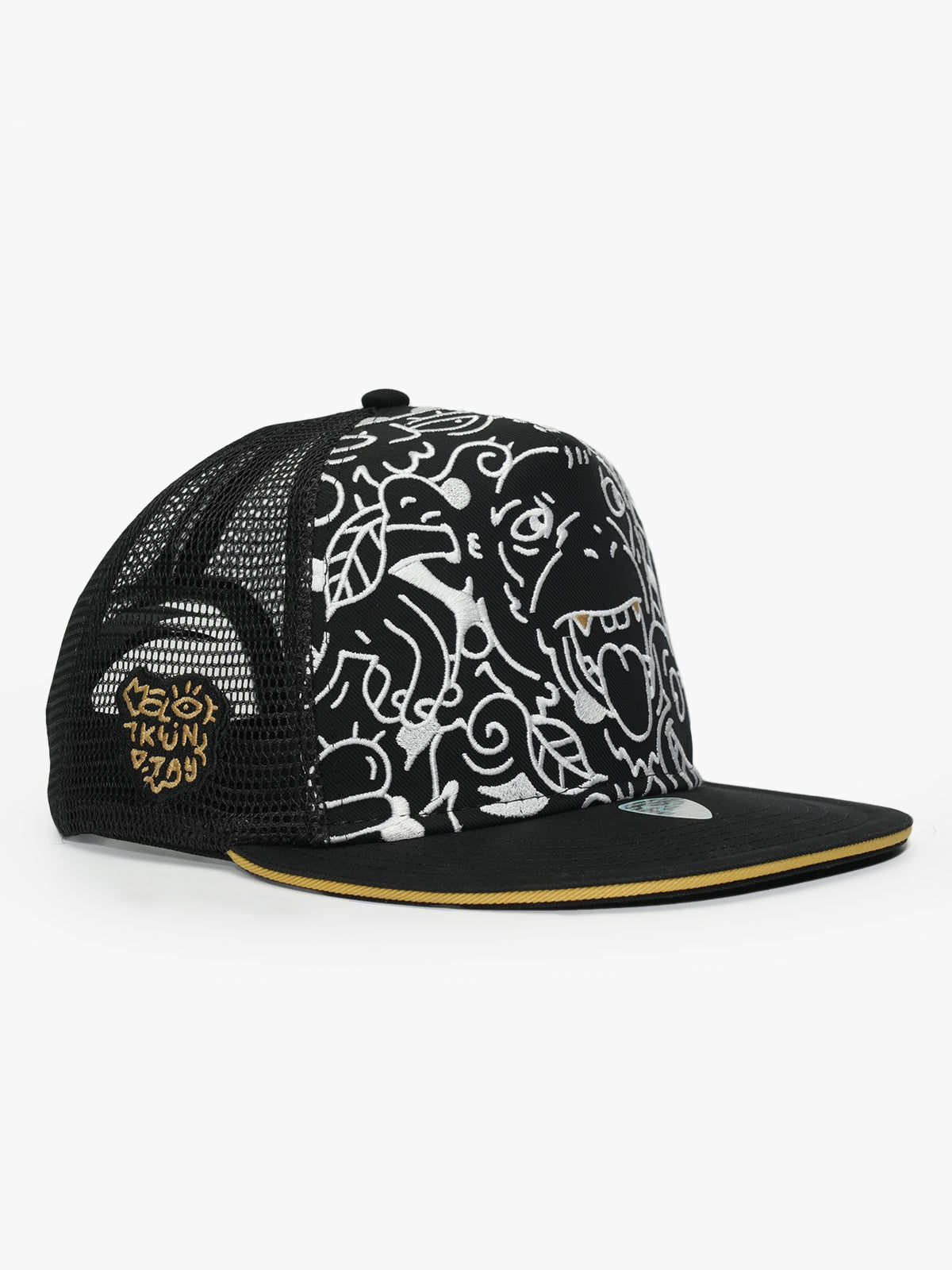 Snapback Cap - Art Collection - Doodle Monkey - Black