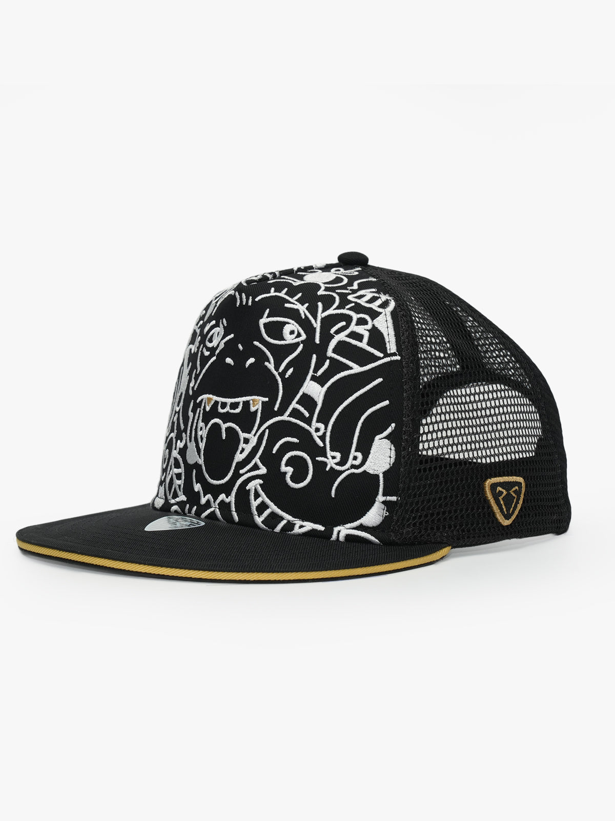 Snapback Cap - Art Collection - Doodle Monkey - Black