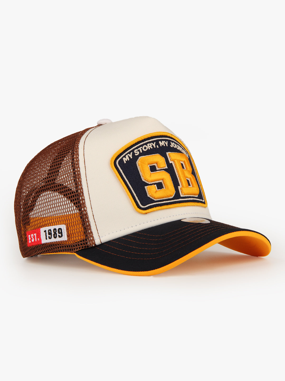 Trucker Hat - Name Collection - Custom Made Two Letters - Ecru/Brown - 3