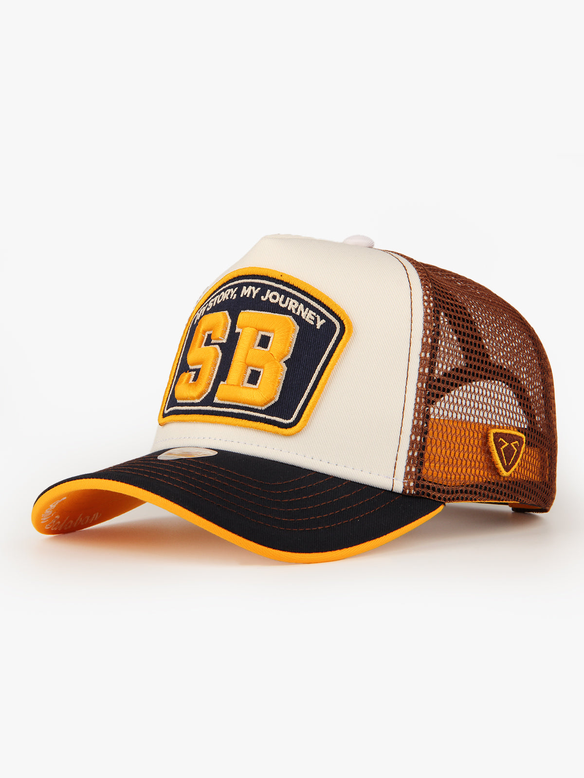 Trucker Hat - Name Collection - Custom Made Two Letters - Ecru/Brown - 1