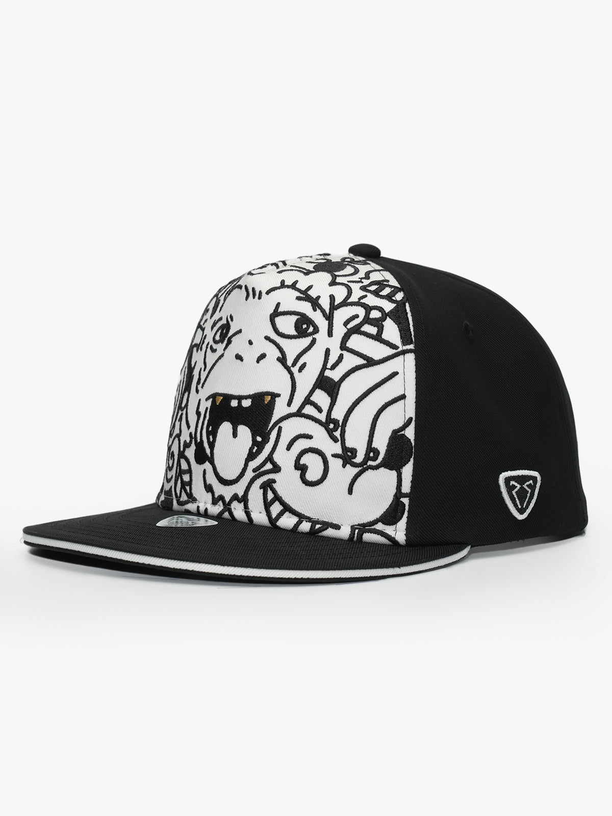 Snapback Cap - Doodle Monkey - Black/White