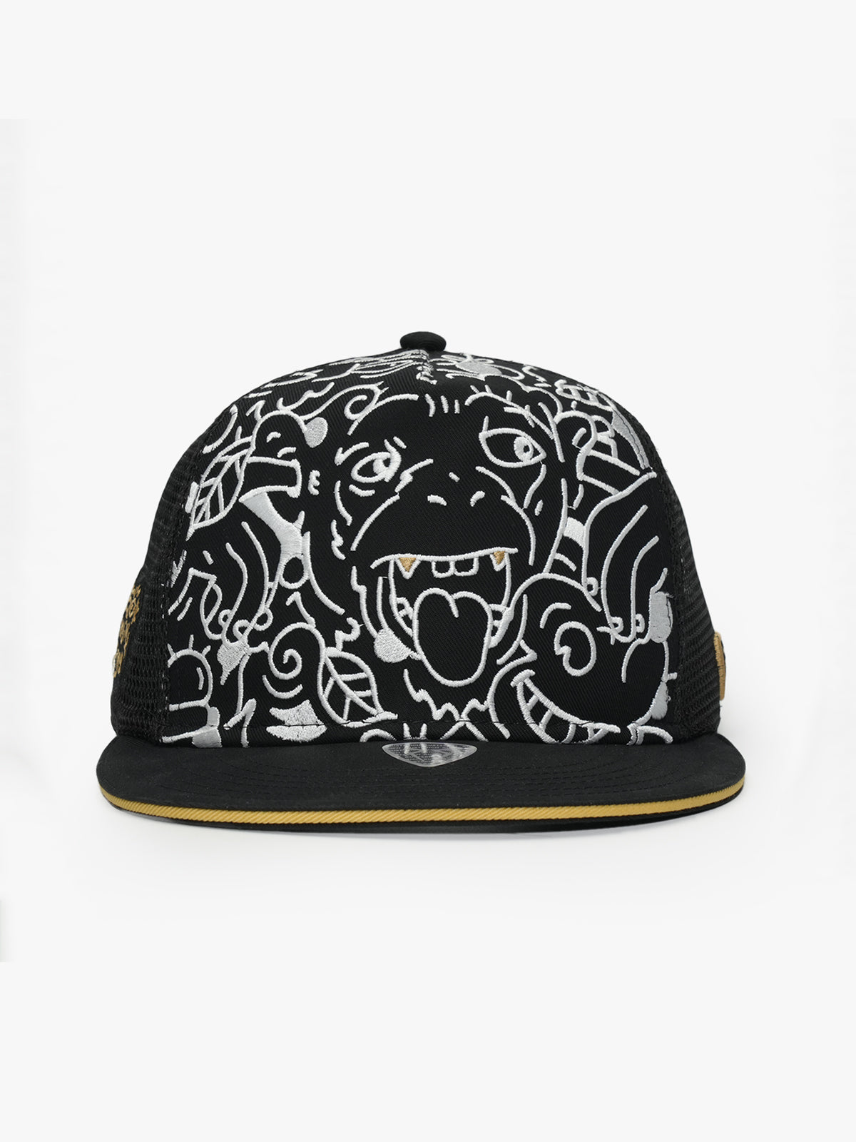 Snapback Cap - Doodle Monkey - Black