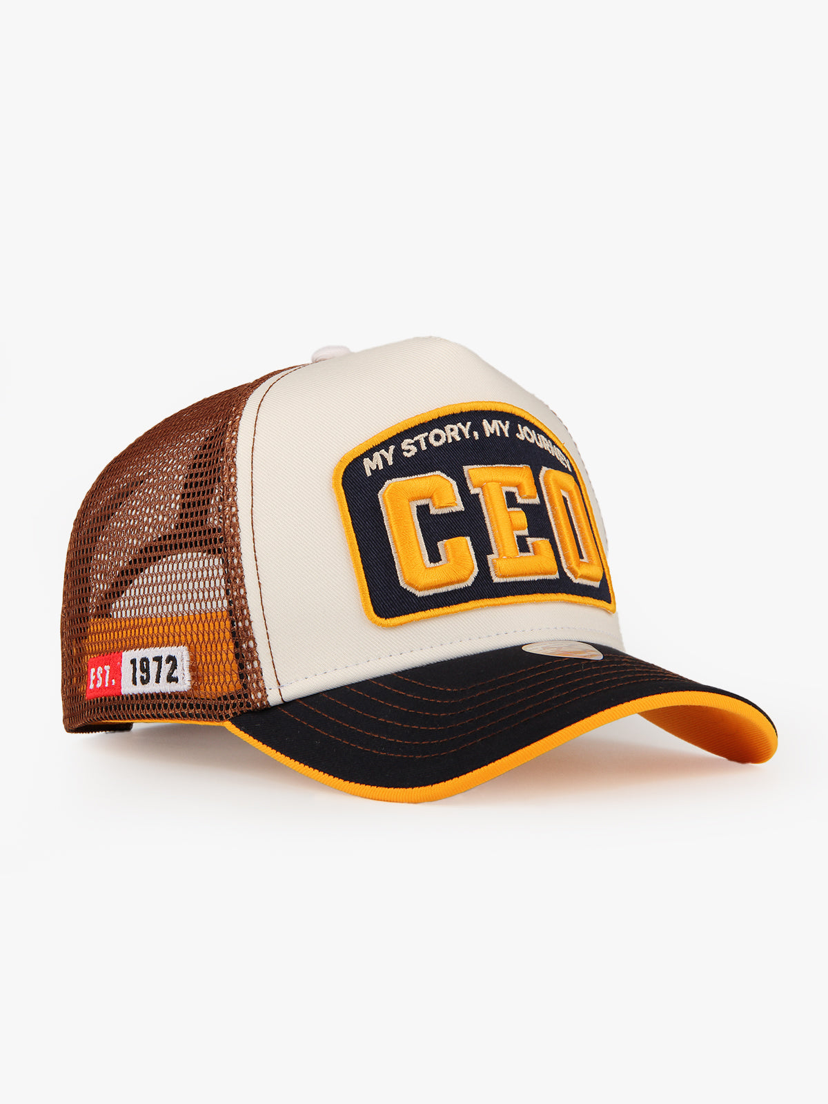 Trucker Hat - Name Collection - Custom Made Three Letters - Ekru/Kahverengi