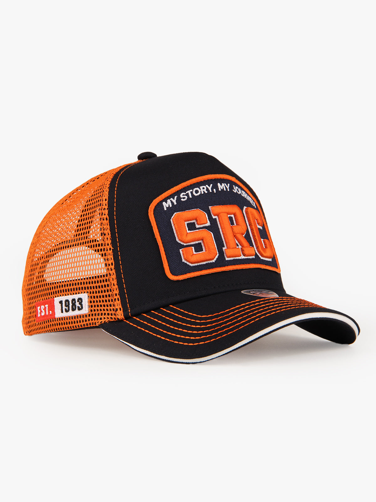Trucker Hat - Name Collection - Custom Made Three Letters - Lacivert/Turuncu