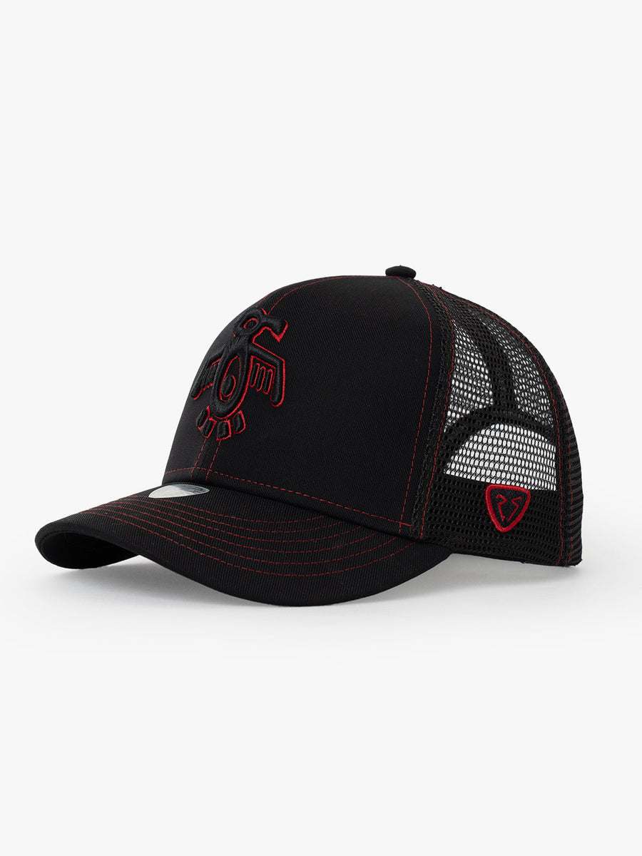 Baseball Cap - Curved Visor - Symbols Collection - Red Indian - Siyah/Kırmızı