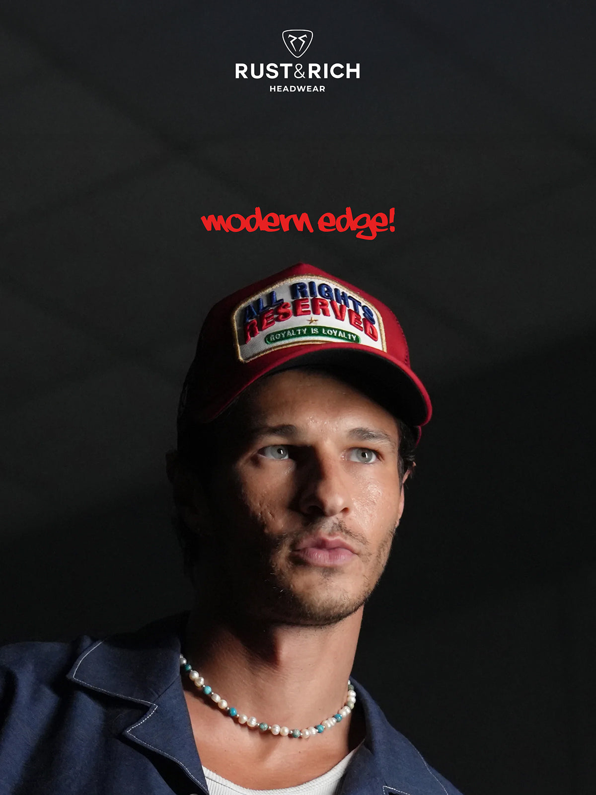 Trucker Hat - Curved Visor - All Rights Reserved - Red