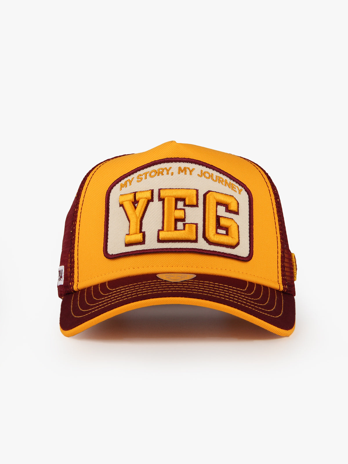 Trucker Hat - Name Collection - Custom Made Three Letters - Sarı/Bordo