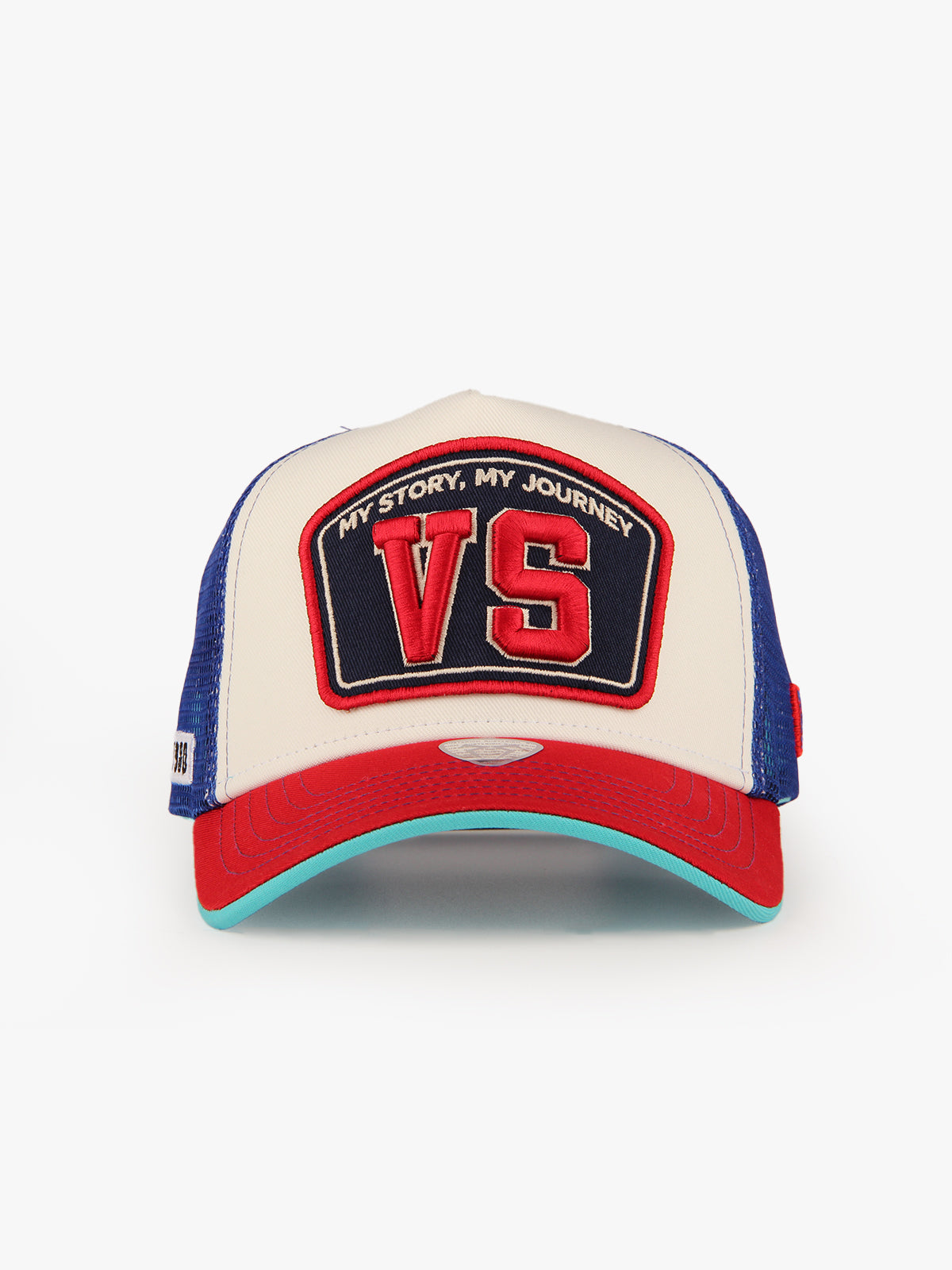 Trucker Hat - Name Collection - Custom Made Two Letters - Ecru/Royal Blue - 2