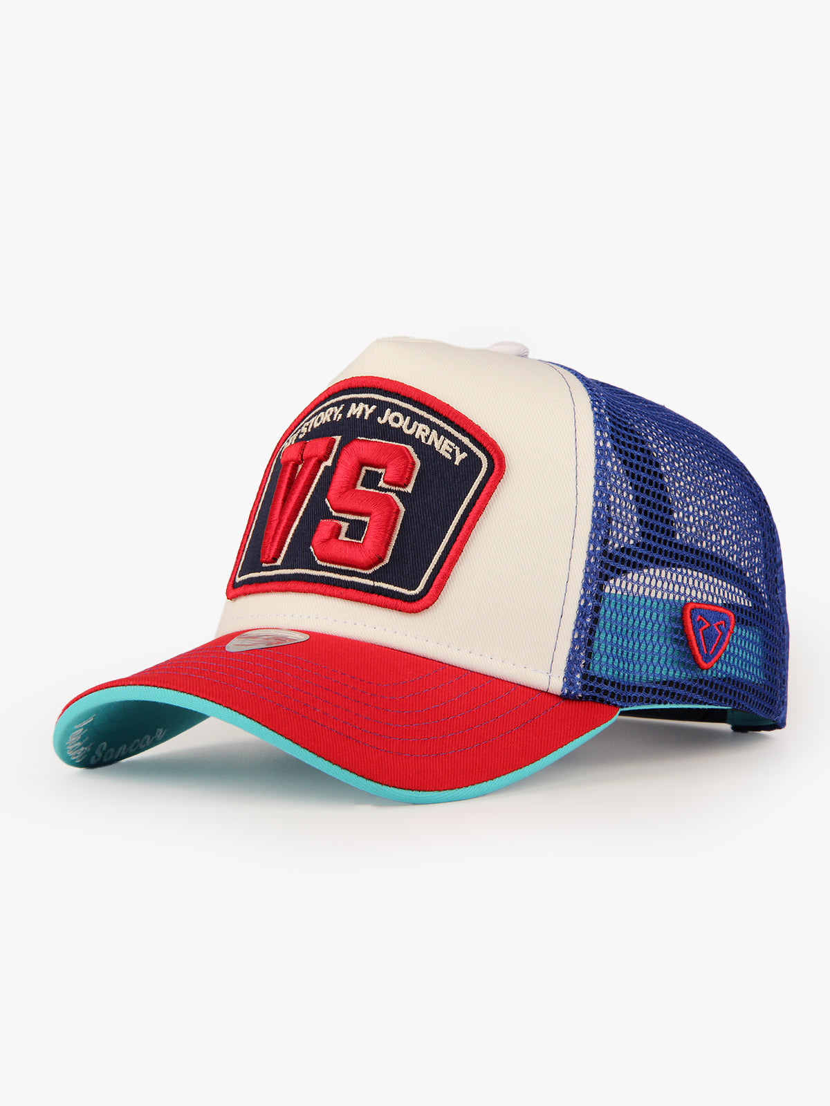 Trucker Hat - Name Collection - Custom Made Two Letters - Ecru/Royal Blue - 1